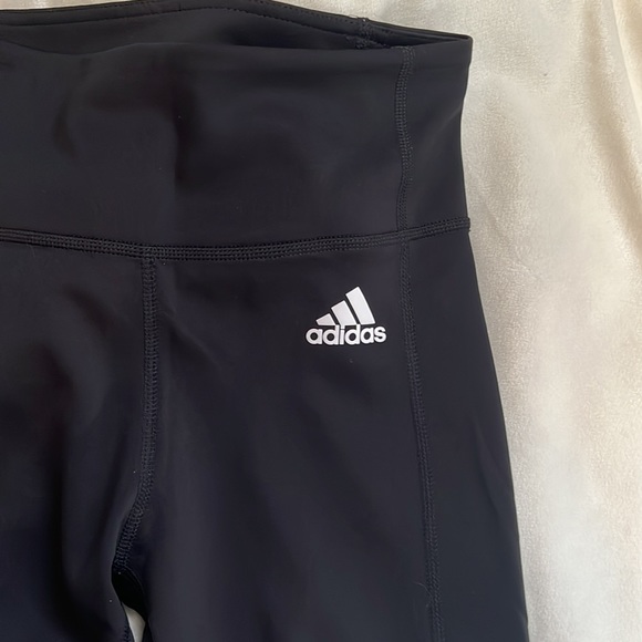 ADIDAS Women's Primegreen Aeroready black with white stripes workout leggings. - Picture 3 of 10